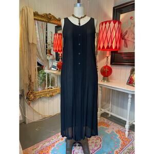 vintage 1980s sheer black sleeveless midi dress pin tucked incognito whimsygoth